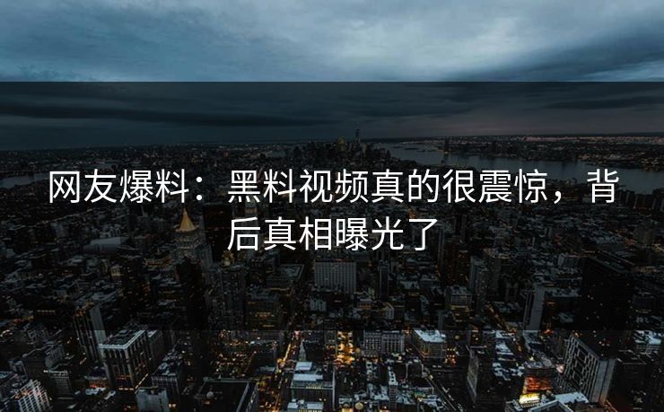 网友爆料：黑料视频真的很震惊，背后真相曝光了  第1张