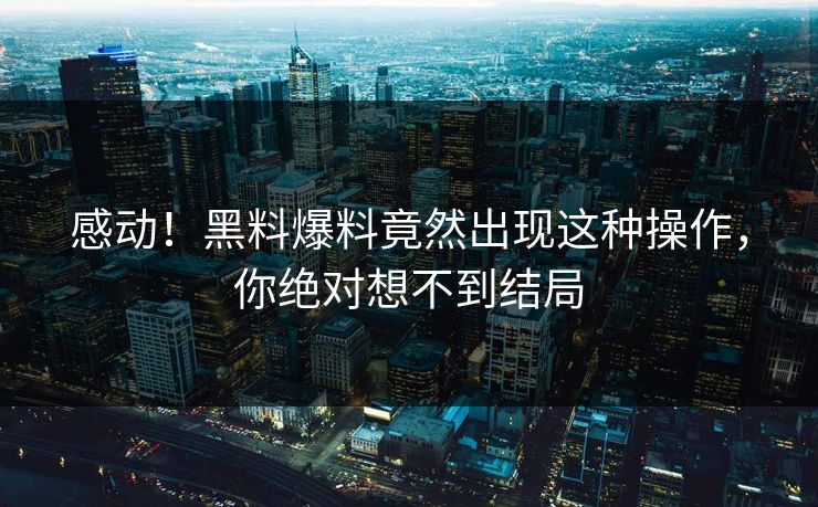 感动！黑料爆料竟然出现这种操作，你绝对想不到结局  第1张
