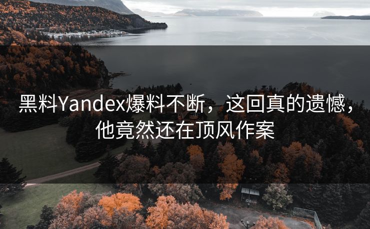 黑料Yandex爆料不断，这回真的遗憾，他竟然还在顶风作案
