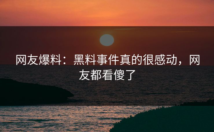 网友爆料：黑料事件真的很感动，网友都看傻了
