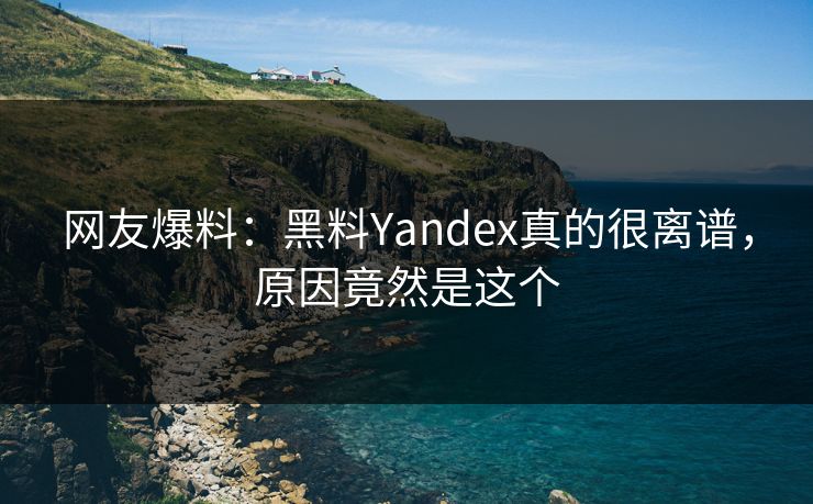 网友爆料：黑料Yandex真的很离谱，原因竟然是这个