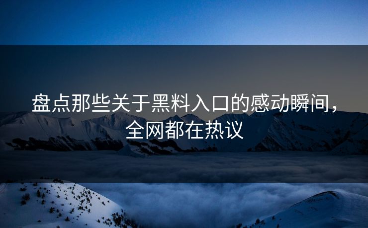 盘点那些关于黑料入口的感动瞬间，全网都在热议