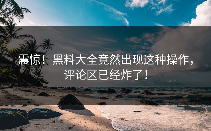震惊！黑料大全竟然出现这种操作，评论区已经炸了！  第1张