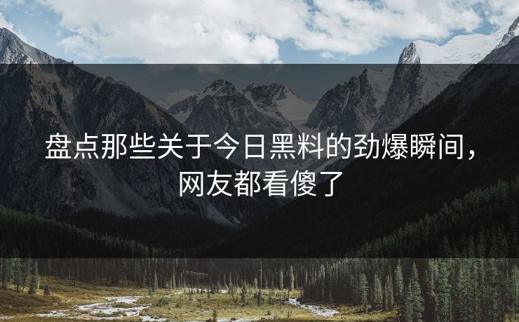 盘点那些关于今日黑料的劲爆瞬间，网友都看傻了