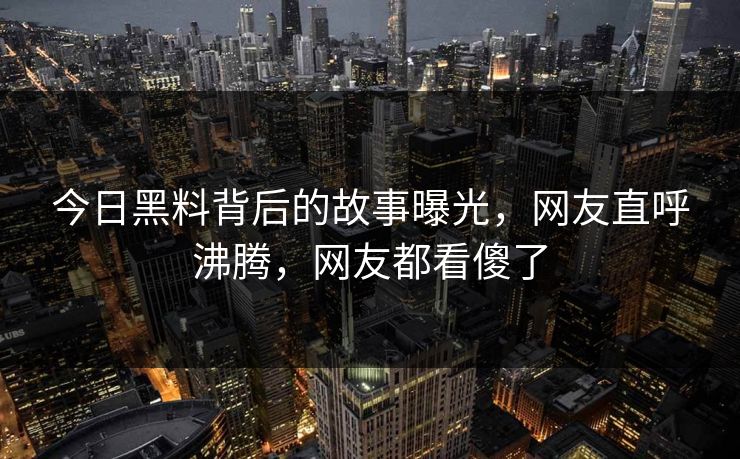今日黑料背后的故事曝光，网友直呼沸腾，网友都看傻了  第1张