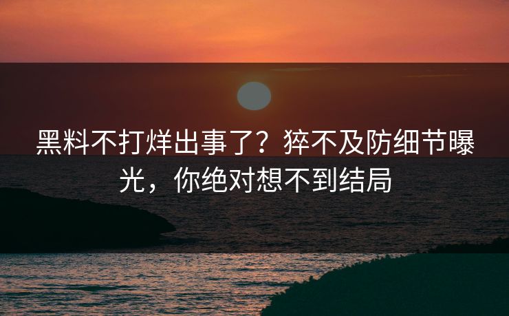 黑料不打烊出事了？猝不及防细节曝光，你绝对想不到结局  第1张