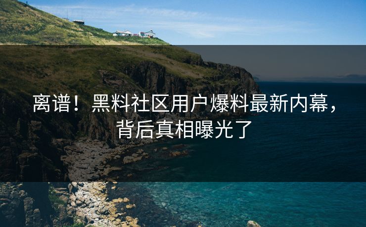 离谱！黑料社区用户爆料最新内幕，背后真相曝光了  第1张