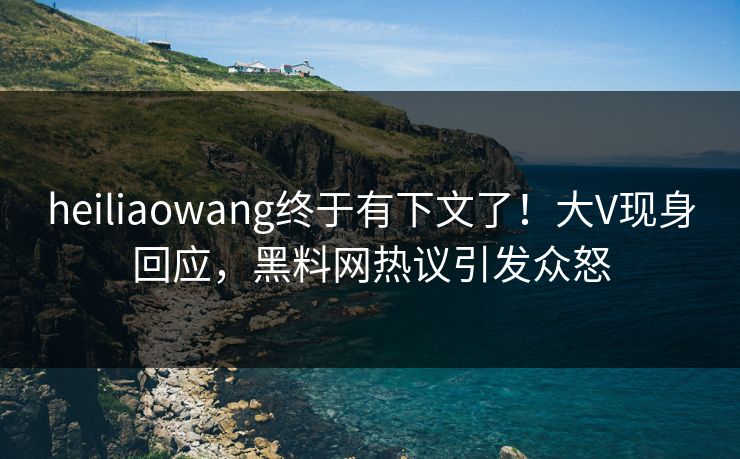 heiliaowang终于有下文了！大V现身回应，黑料网热议引发众怒  第1张