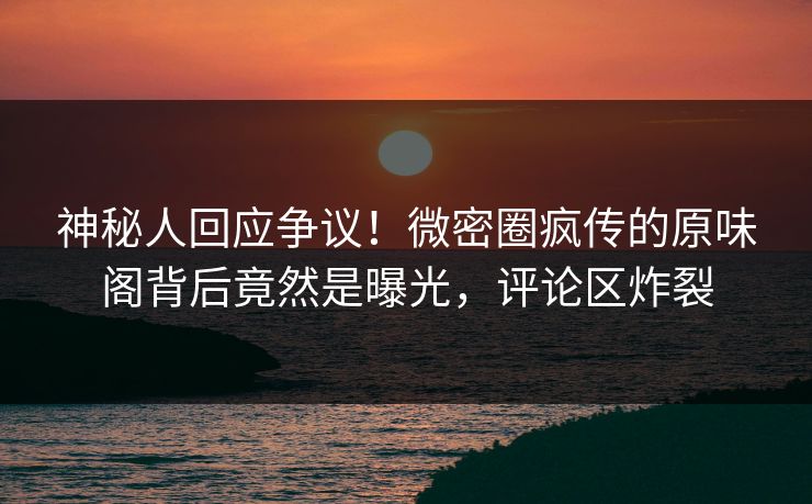 神秘人回应争议！微密圈疯传的原味阁背后竟然是曝光，评论区炸裂