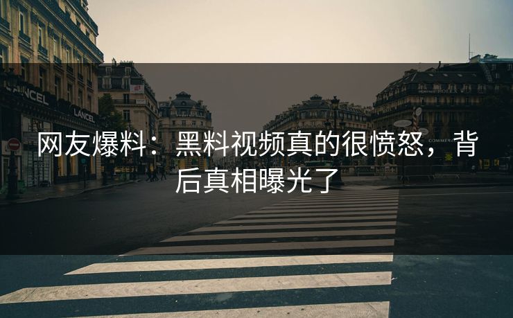 网友爆料：黑料视频真的很愤怒，背后真相曝光了