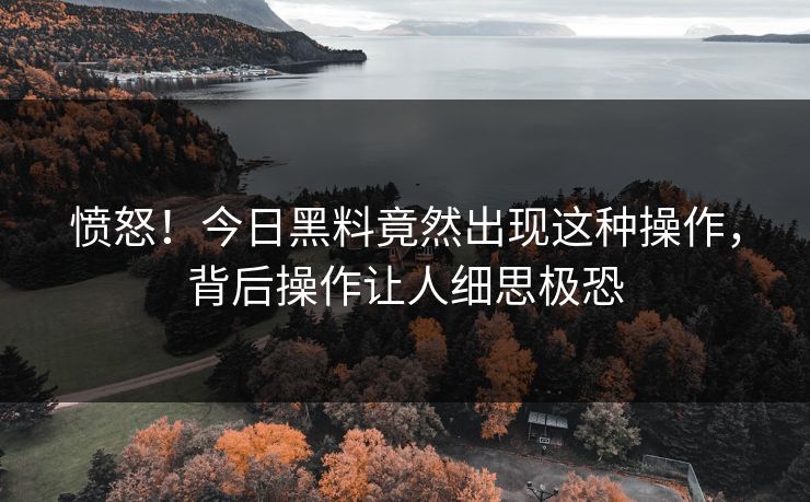 愤怒！今日黑料竟然出现这种操作，背后操作让人细思极恐