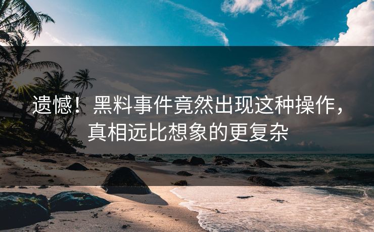 遗憾！黑料事件竟然出现这种操作，真相远比想象的更复杂  第1张