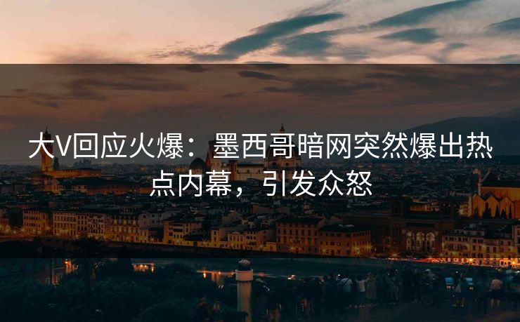大V回应火爆：墨西哥暗网突然爆出热点内幕，引发众怒