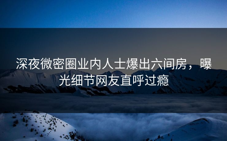 深夜微密圈业内人士爆出六间房，曝光细节网友直呼过瘾