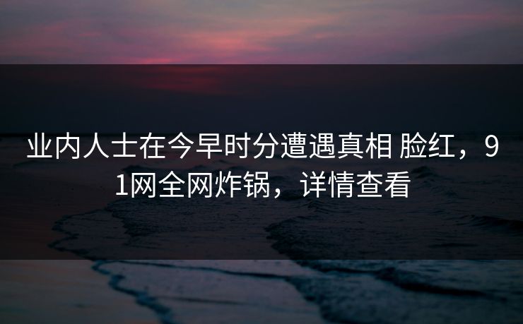 业内人士在今早时分遭遇真相 脸红，91网全网炸锅，详情查看